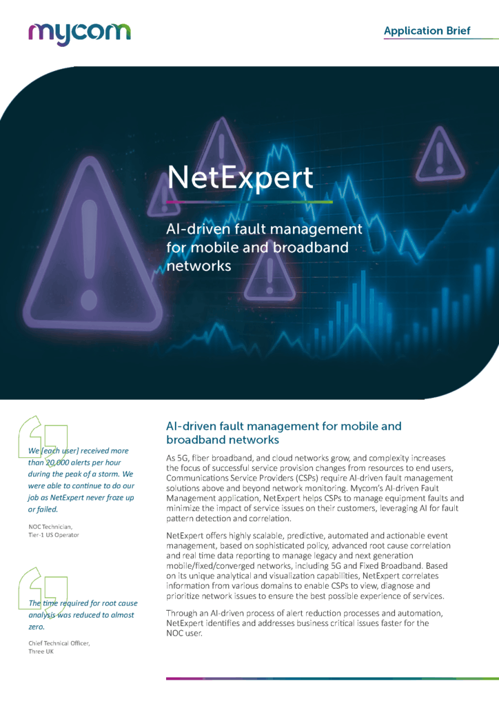 AI-driven fault management for mobile and broadband networks.