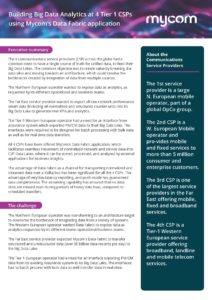 Building Big Data Analytics at 4 Tier 1 CSPs using Mycom’s Data Fabric application
